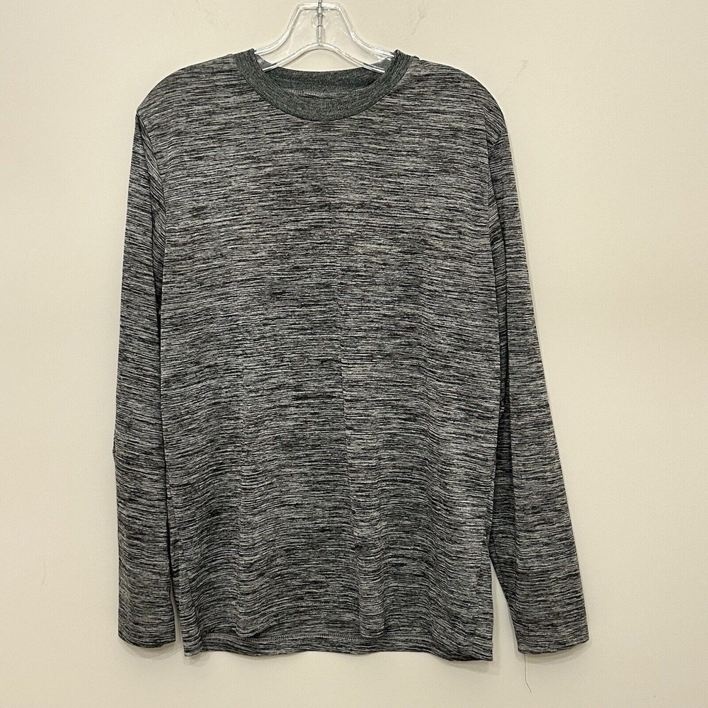 Bollinger Performance Shirt Mens Large Gray Space Dye Long Sleeve Crew Neck Top